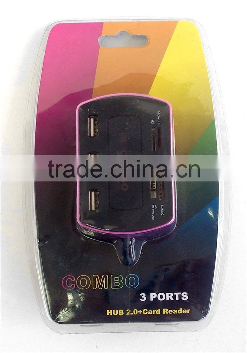 Cheapset Computer Card Reader with USB HUB USB2.0 COMBO