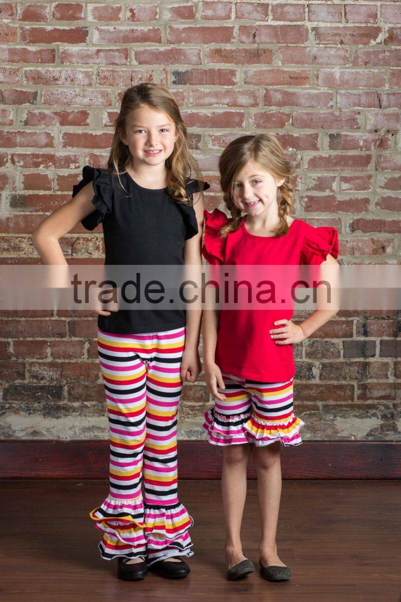 100% Cotton Baby Summer spring girls blank ruffle sleeve t shirt white ruffle shirt for little girls