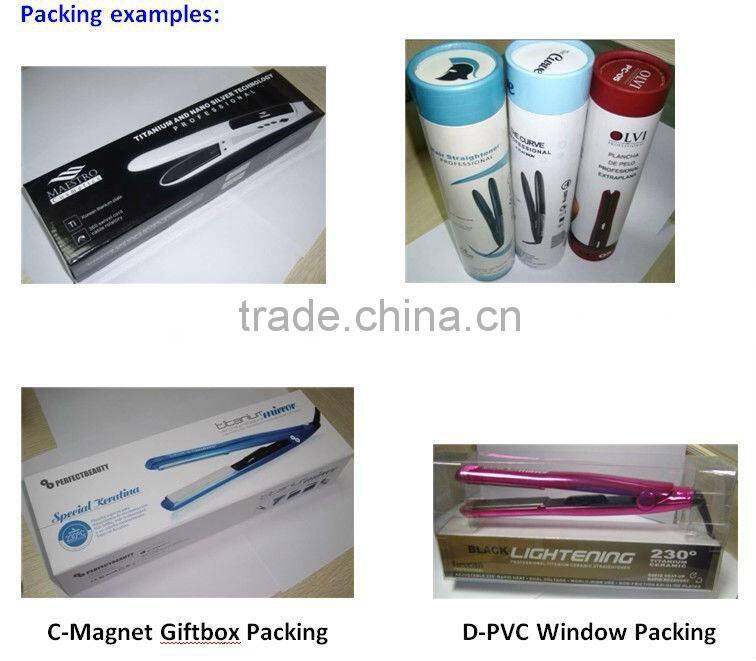 Factory Direct 100-240V Dual Voltage 230C/450F Nano Titanium hair straightener iron CE Rohs CETLus CTUVus