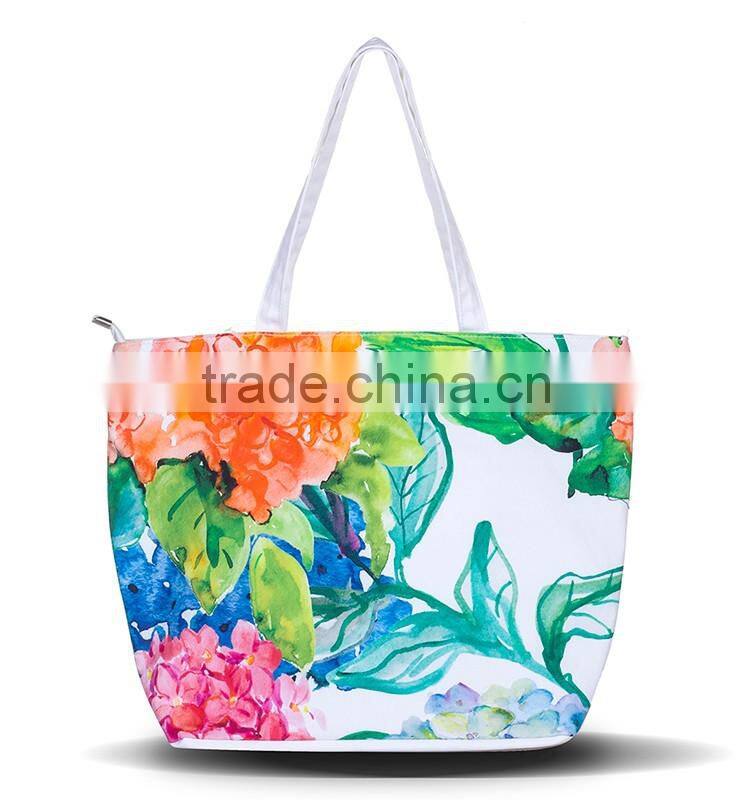 New Arrival Vintage Floral Printed Handbags Simple Style Female Canvas Beach Bag Fashion Women Single Shopping Shoulder Bags
