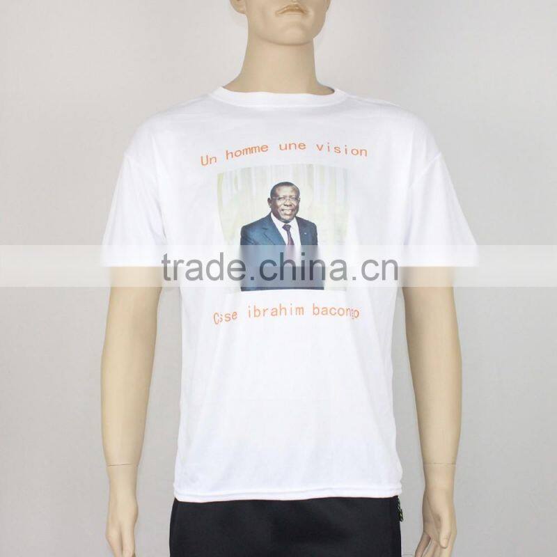 wholesale 100% polyester promotion blank election compaign white t shirt