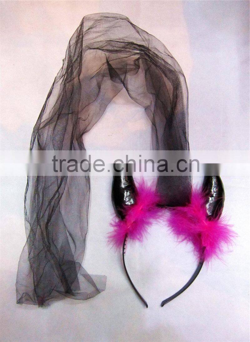 Hen night party devil horns head bopper with veil