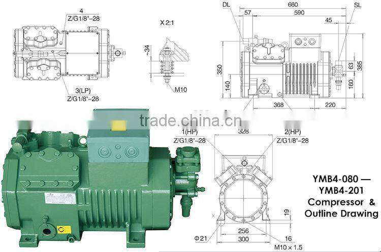 8hp YEMOO semi-hermetic piston price of small refrigeration screw compressor