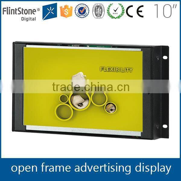 Flintstone 10" open frame advertising screens display, 10" lcd point of sale frameless video screen