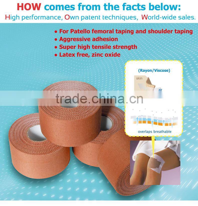 2015 Jiaxing Promotional Kinesiology Precut Tape Kinetic Colored Sports Rayon Strapping Tape