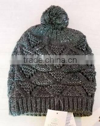 fashion Acrylic knitted beanie with pompon