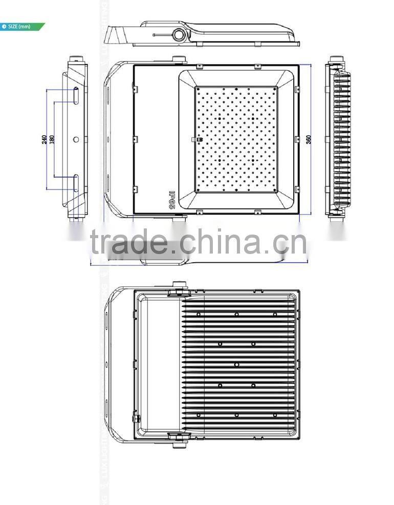 High efficacy ip66 meanwell driver smd 23000 lumen 200w led flood light