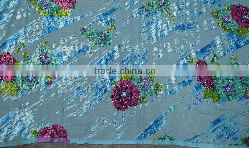Polyester super hand work silk velvet super silk velvet fabric for african dress