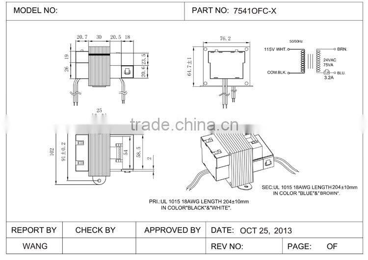 With 2-year Warranty, chassis mount, front opening frame UL CUL CSA CE Class 2 60W 65W 75W Transformer 24Vac