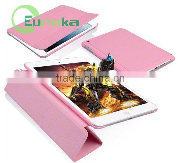 2014 Good qulity book smart folding leather case for ipad mini