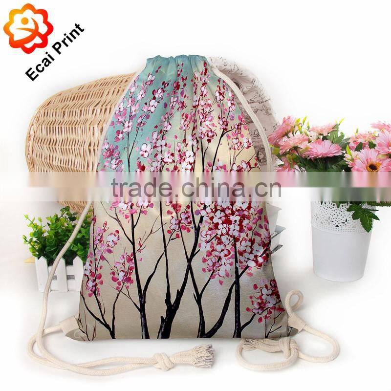 2016 creative custom made heat transfer printed cinch bag