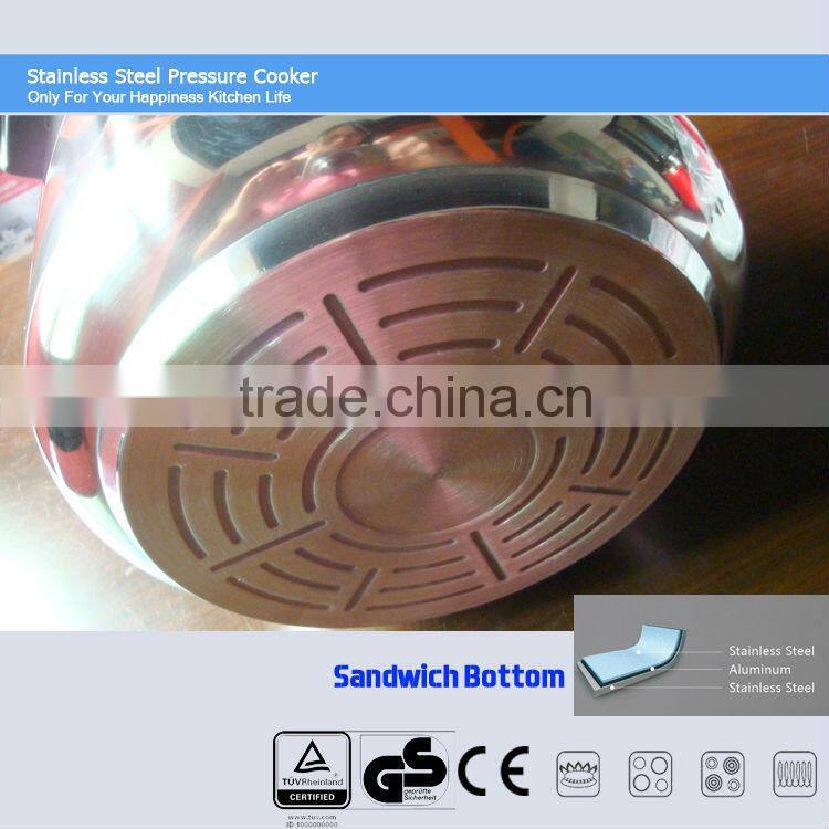 100% safety guarantee 18/8 stainless steel pressure cooker suitable to gas stove & induction cooker CSB