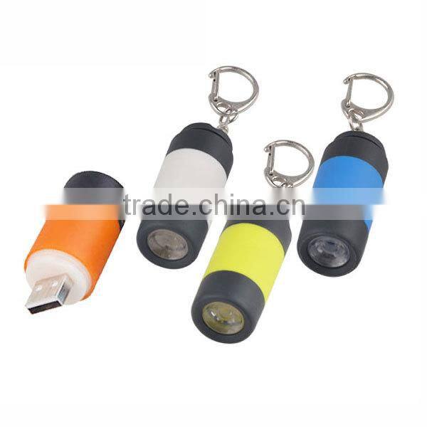 Mini USB Recharging Flashlight Mini Torch Flashlight Plastic Mini Torch with Logo