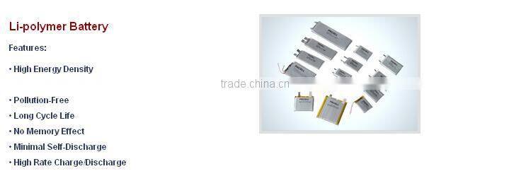 China manufacturer 802035 500mah lithium polymer battery for cordless device