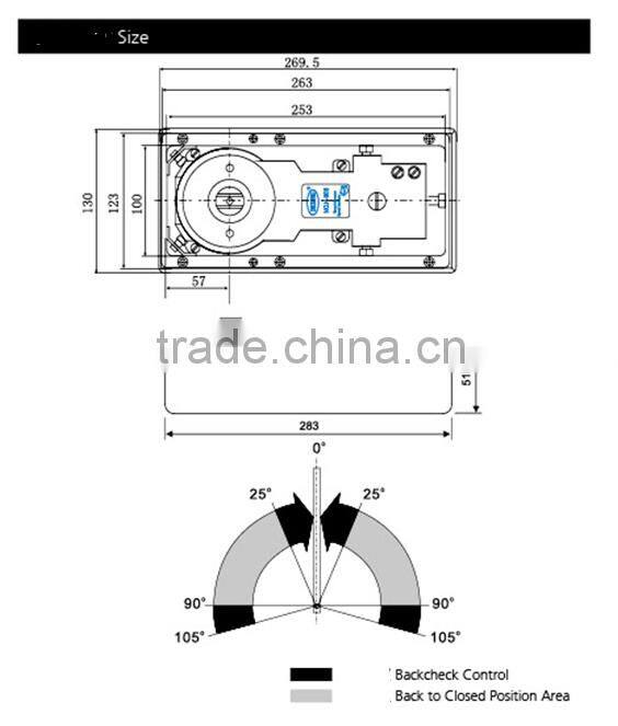 Two speed adjusted stainless steel floor spring / double cylinder hydraulic floor hinge/hydrauic bottom pivot door closer(DL-14)