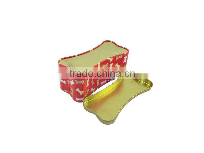 bone-shaped tin box, dog food tin, cat food box