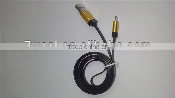noodle flat metallic shell usb data charger cable for Samsug Sony HTC