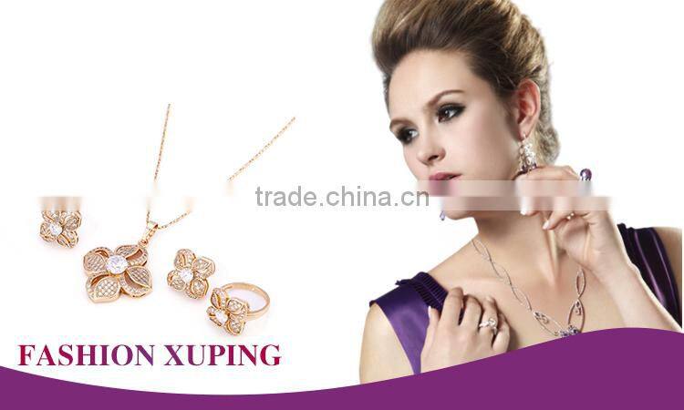 multi stone ring shape jewelry 2016 woman wedding fashion rose gold necklace earring jewelry set