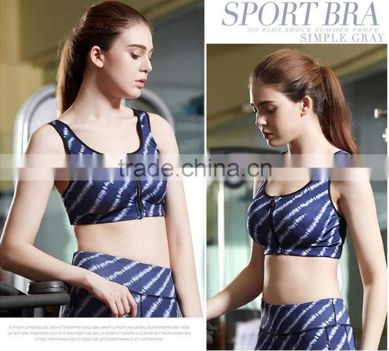 customized zipper women push up sexy sport fitness bra