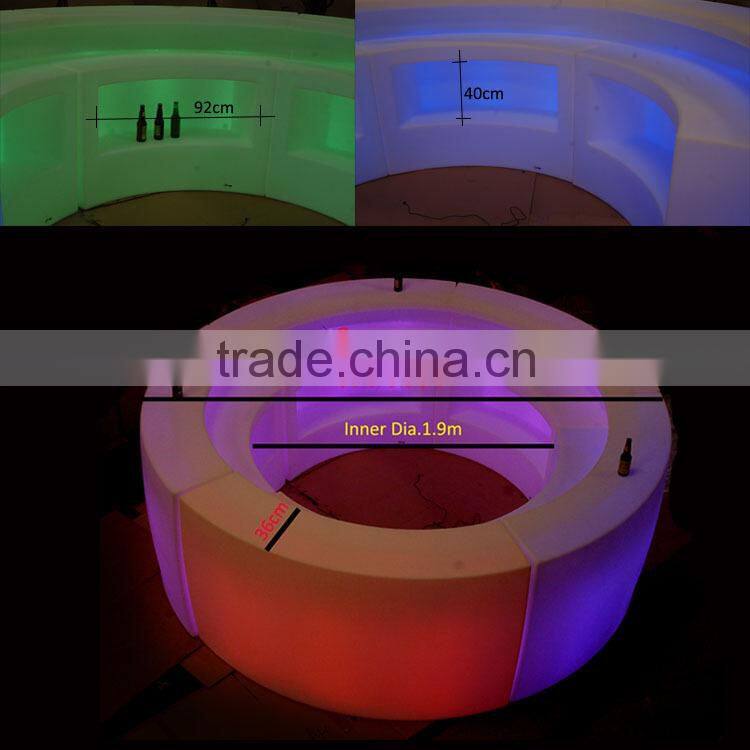 modern illuminated LED curved bar counter for circle round bar table