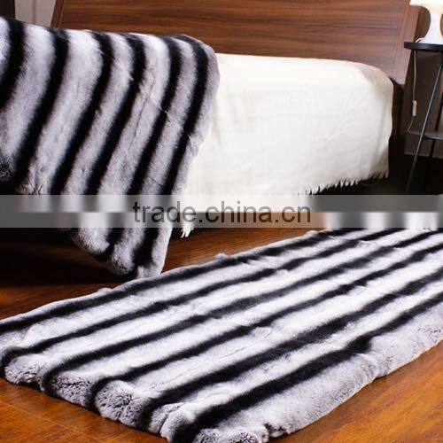 High Quality Luxurious Chinchilla Fur Rex Rabbit Fur Rug for Parlour