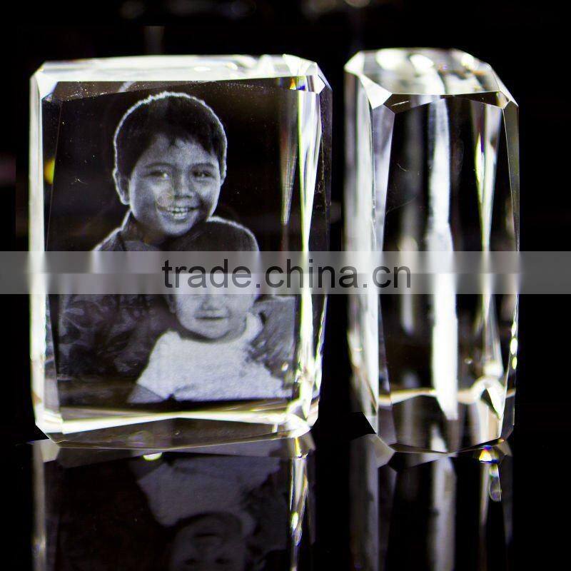 rectangle crystal laser wedding couple memorabilia (R-1390)