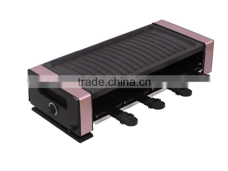 Professional electric cooker grill , somkeless 1200W Electric raclette grill for 8 person