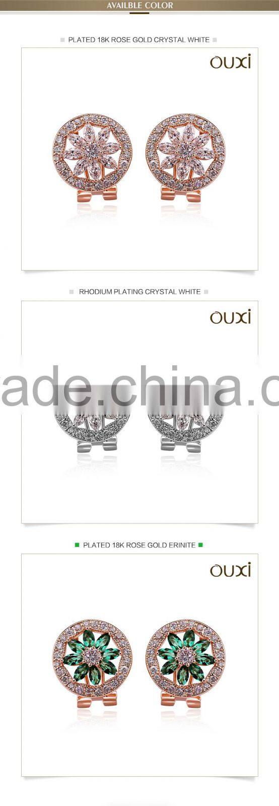 OUXI wholesale price brown zircon earrings made with AAA zircon