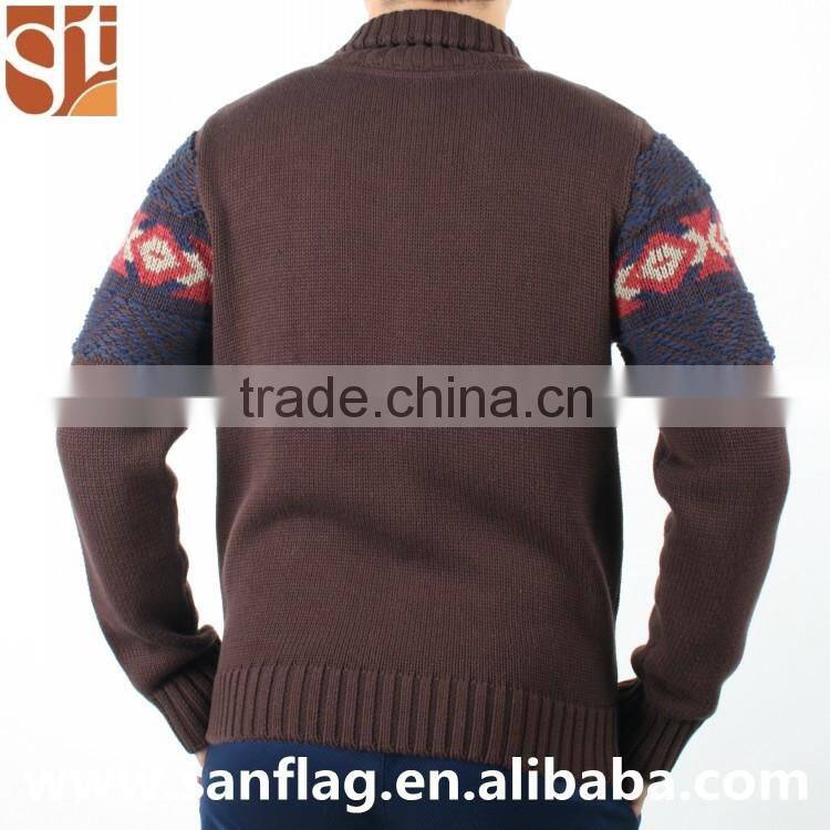2016 China import direct man high neck long sleeve cardigan jacket with zip christmas thick knit sweater with kangaroo pocket