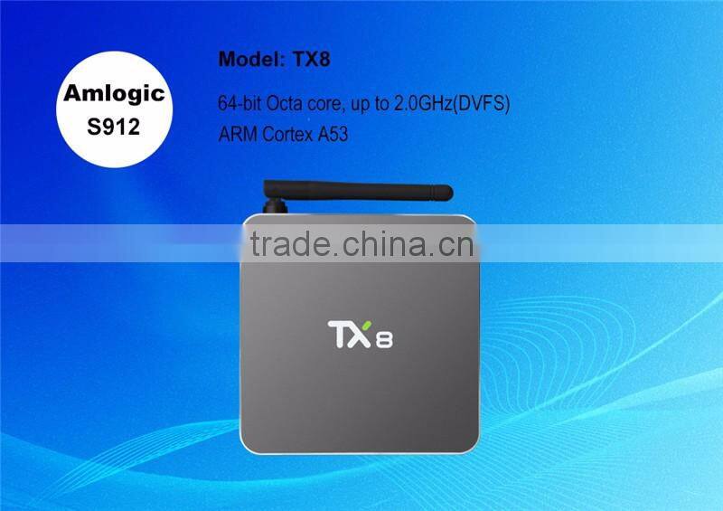 Hot Selling Product 2016 TX8 Amlogic S912 Android 6.0 TV Box