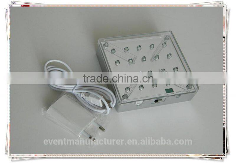 New square RGB led base light glass vases wedding centerpiece