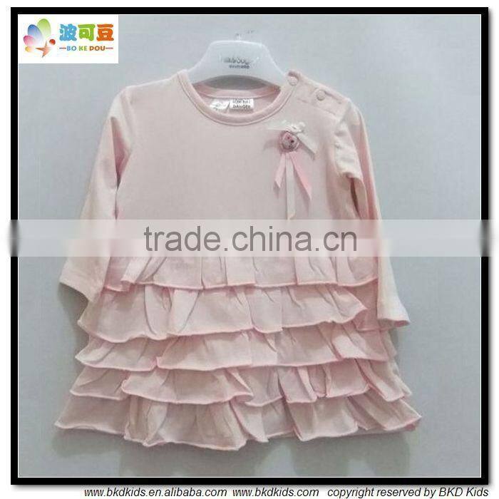 BKD baby clothing baby cotton/spandex dresses with ruffles designs