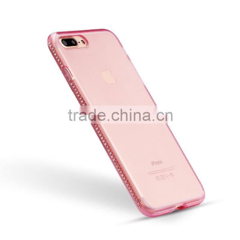 Ultra Thin Clear TPU Diamond Case For iPhone 7, for iPhone 7 Crystal Clear Rhinestones Case