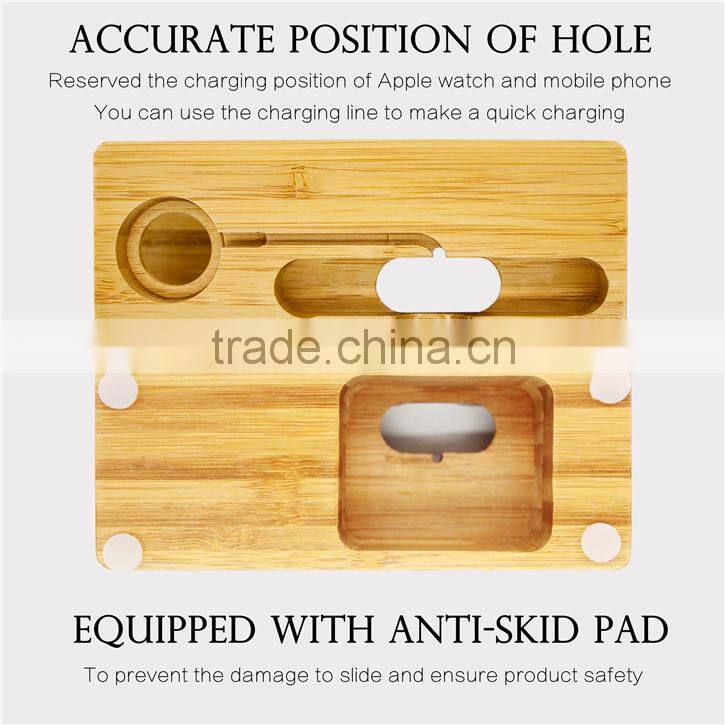 Natural Wood Stand Base popular portable charger wooden stand for IPhone for Apple Watch Stand