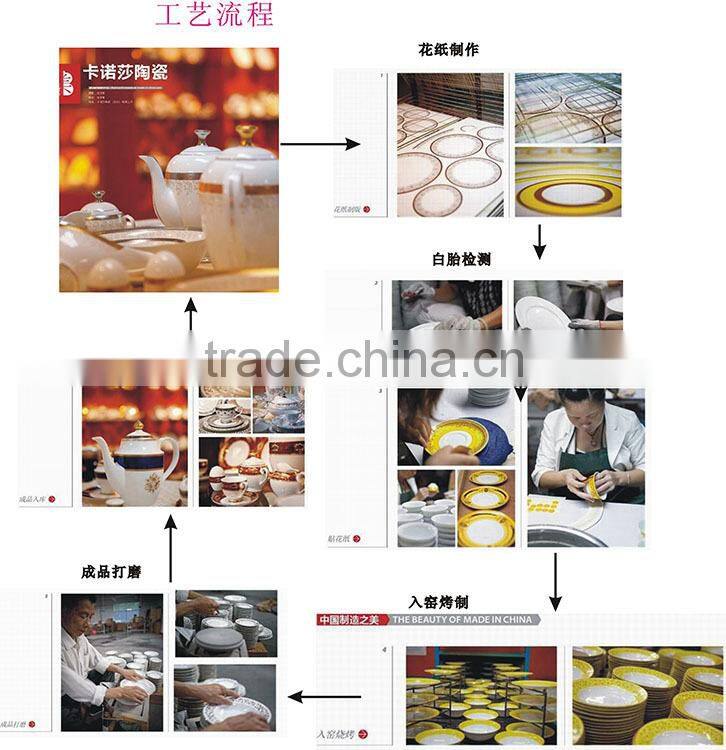 Porcelain dinnerware of gold flower decal for 85 pcs