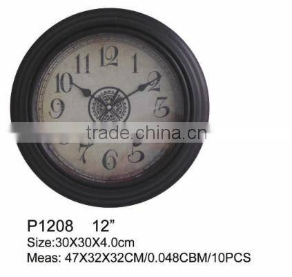 cheap old style round plastic wall clock