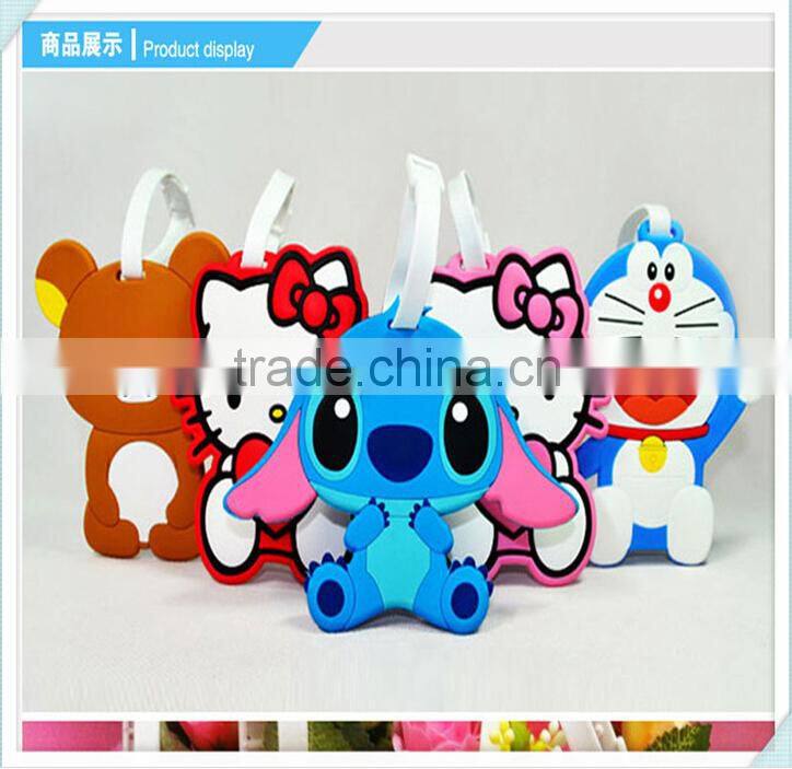 Cartoon Design Trolly Luggage Tag Wholesale/Handbag Soft Pvc Hang Tag Label/Promotional Gift Suitcase Name Tag