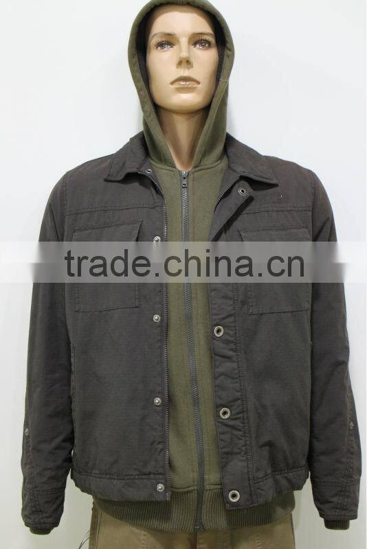Black Casual Jacket With Hood Man Clothing