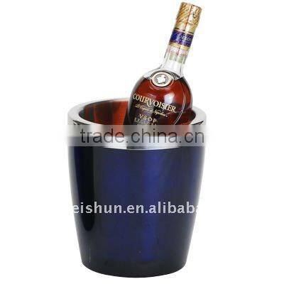 colorful round double -wall stainless steel ice bucket