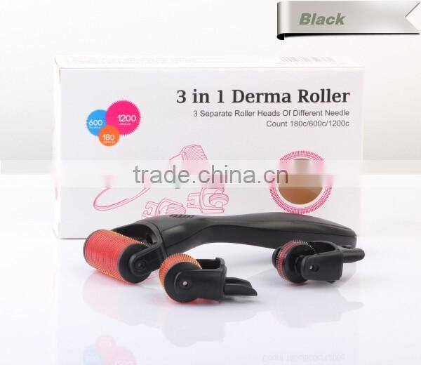 Womens facial hair removal skin caring equipment derma roller 3 in 1 changable heads