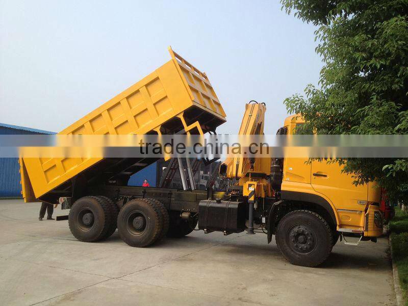 Dongfeng 6x4 dump truck with crane, dump truck mounted crane