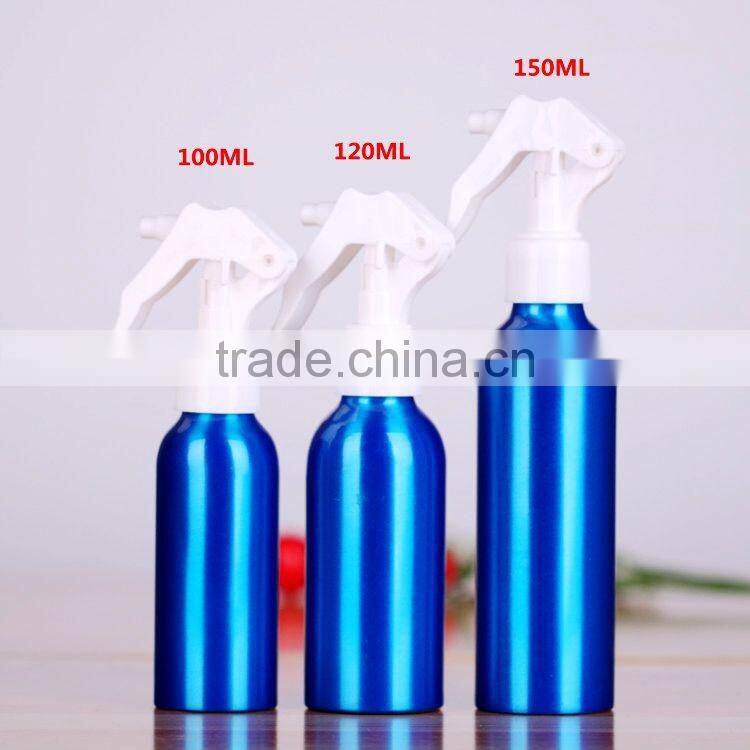 2017 Wholesale 30ml-500ml blue aluminum perfume bottle trigger spray aluminum bottle for cosmetic packaging