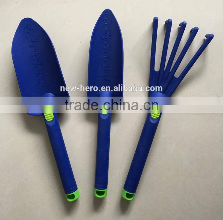 Large size plastic 3pcs garden tool set plastic toy tool set