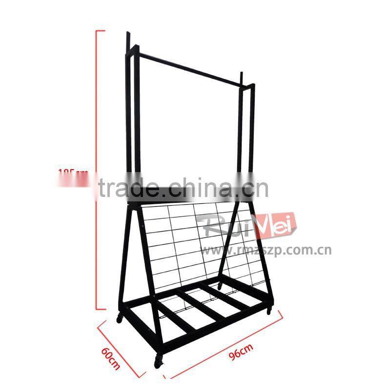 Floor-standing customized movable metal carpet display rack