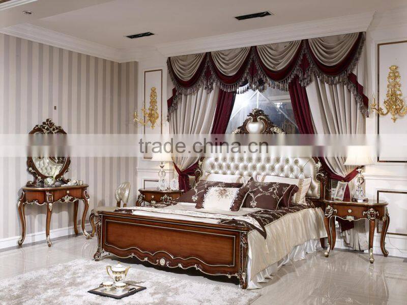 Italian Wood Bedroom Furniture Set, Luxury Royal Bed Room Furniture