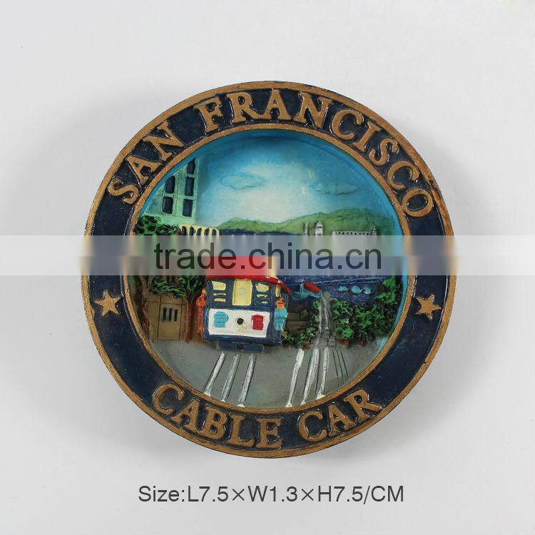 Polyresin american round fridge magnet