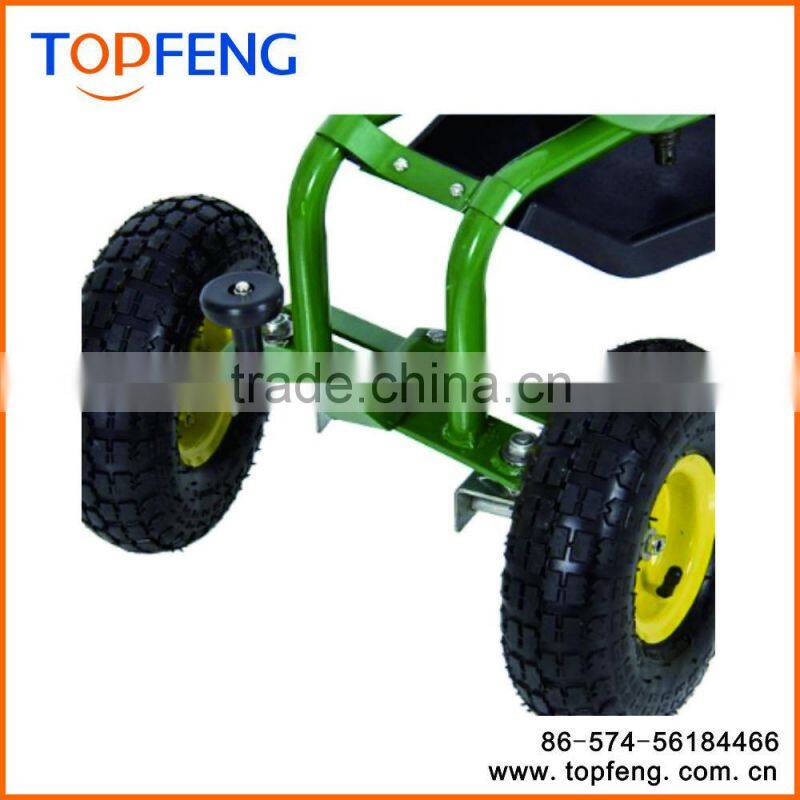 Garden Cart Rolling Work Seat With Tool Tray And Basket/ Heavy Duty Garden Rolling Work Seat
