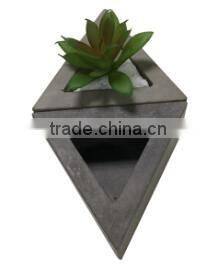 Triangle shape plain concrete interior waterproof bare concrete flower pot