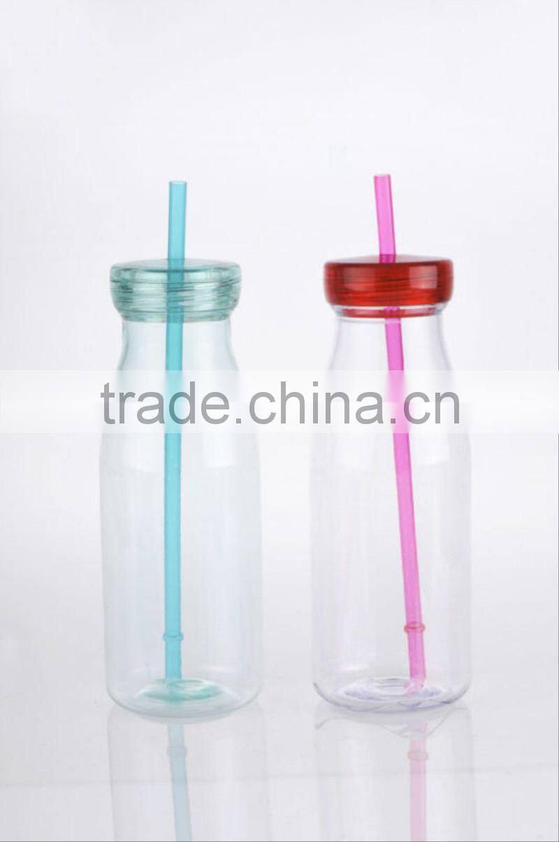 350ml plastic water bottle with straw milk bottle design
