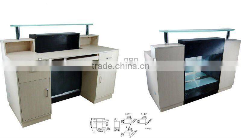 Nail salon reception desk Solid wood office table design receptionist table F-2733